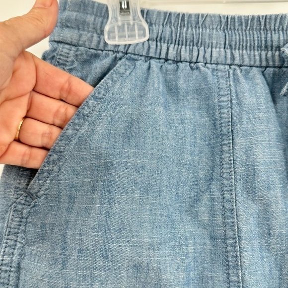 J.crew Factory Blue Chambray Cotton Elastic Waist/Drawstring Shorts Size XS - Picture 4 of 12